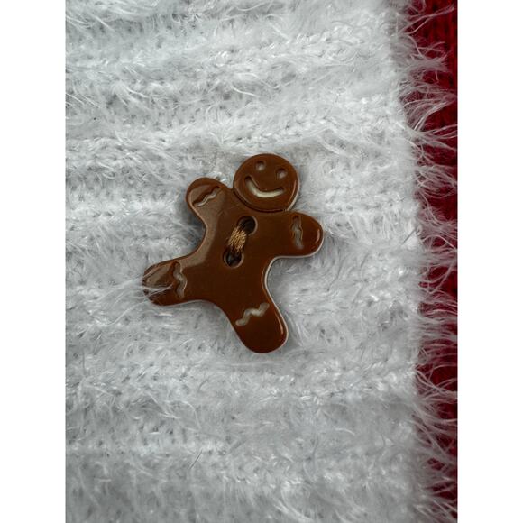 Holiday Time Festive Gingerbread Ugly Cute Christmas Cardigan Sweater Women's M - Picture 5 of 8